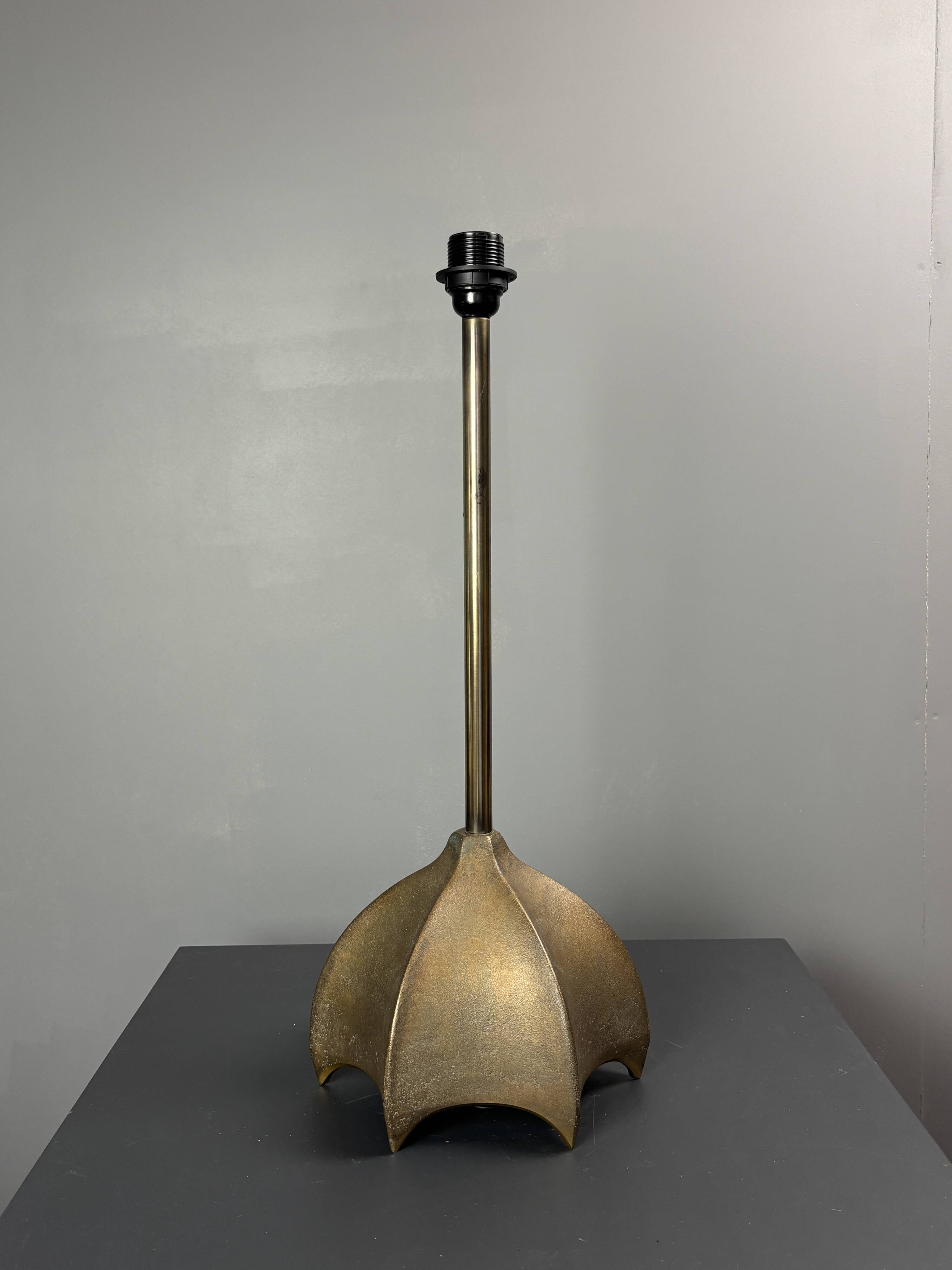 Large Dutch Brutalist Bronze Cocoon Table Lamp, 1990s