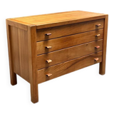 Maison Regain chest of drawers in elm and leather, 1970