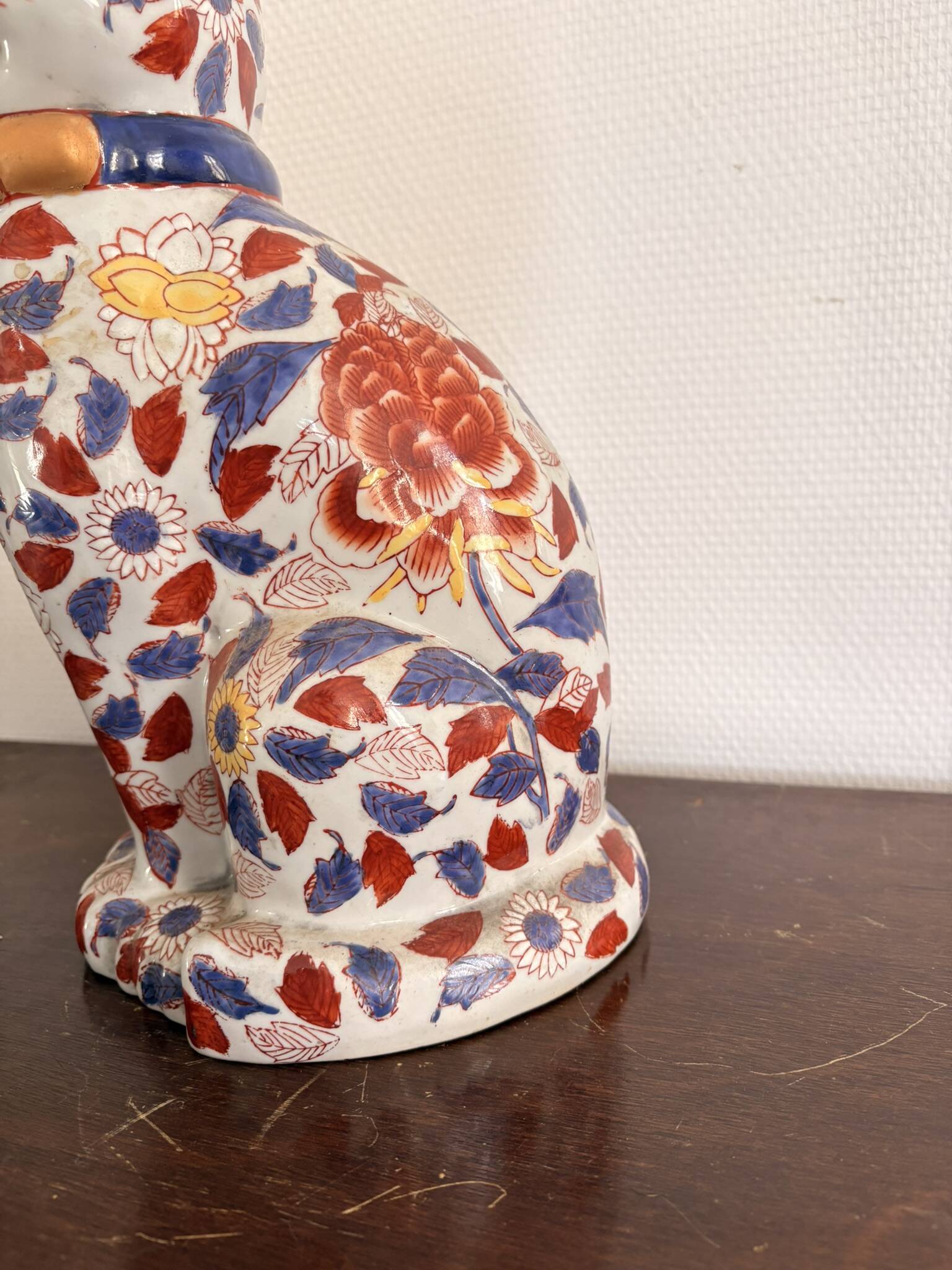 Ancient Sculpture Cat Family Green Porcelain Peony China Chinese Japan