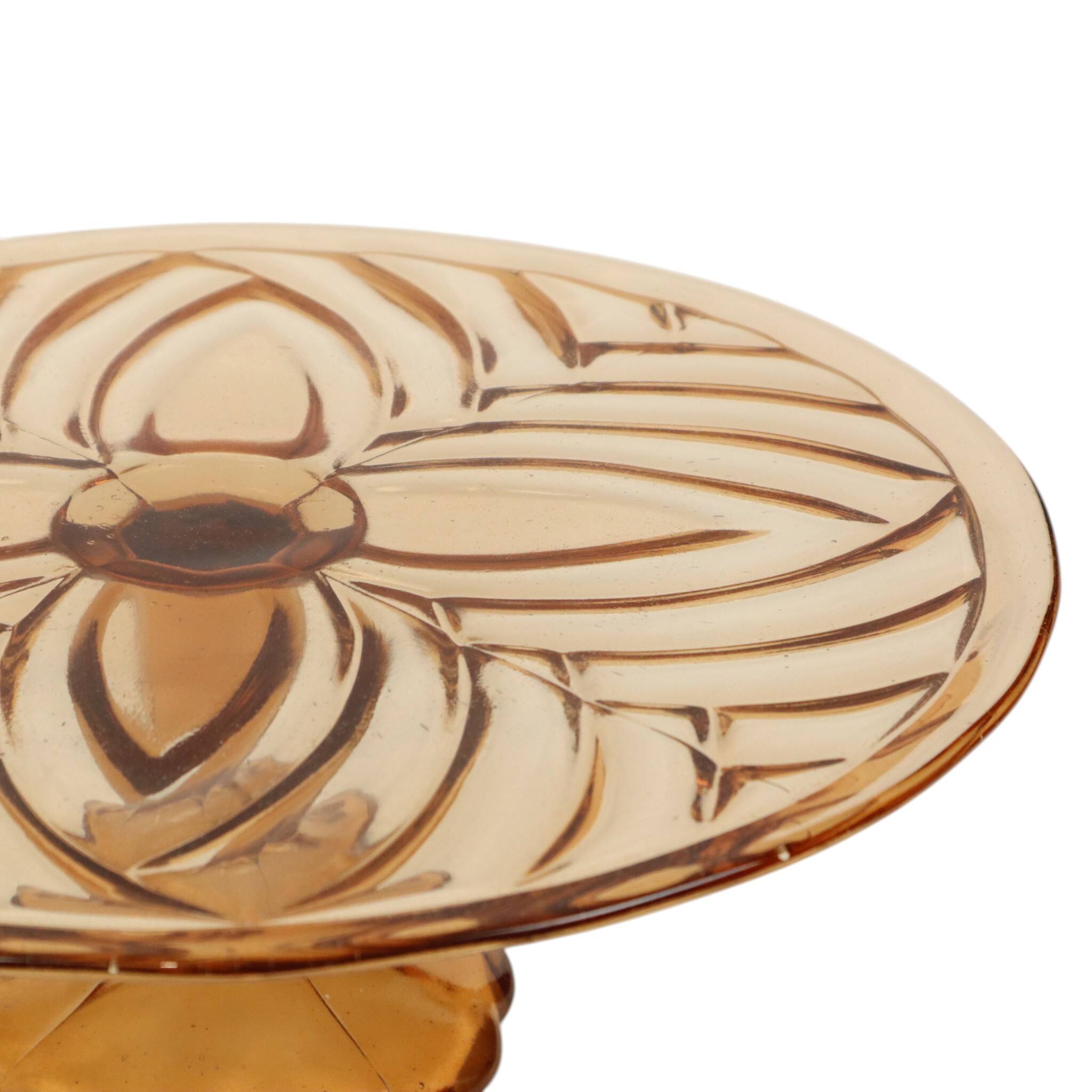 Amber Art Deco Cake Plate Pastry Dish Val Saint Lambert 33cm