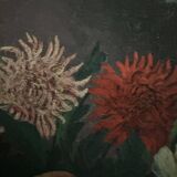 Oil on canvas still life with fruits and flowers by L. Parize 20th century