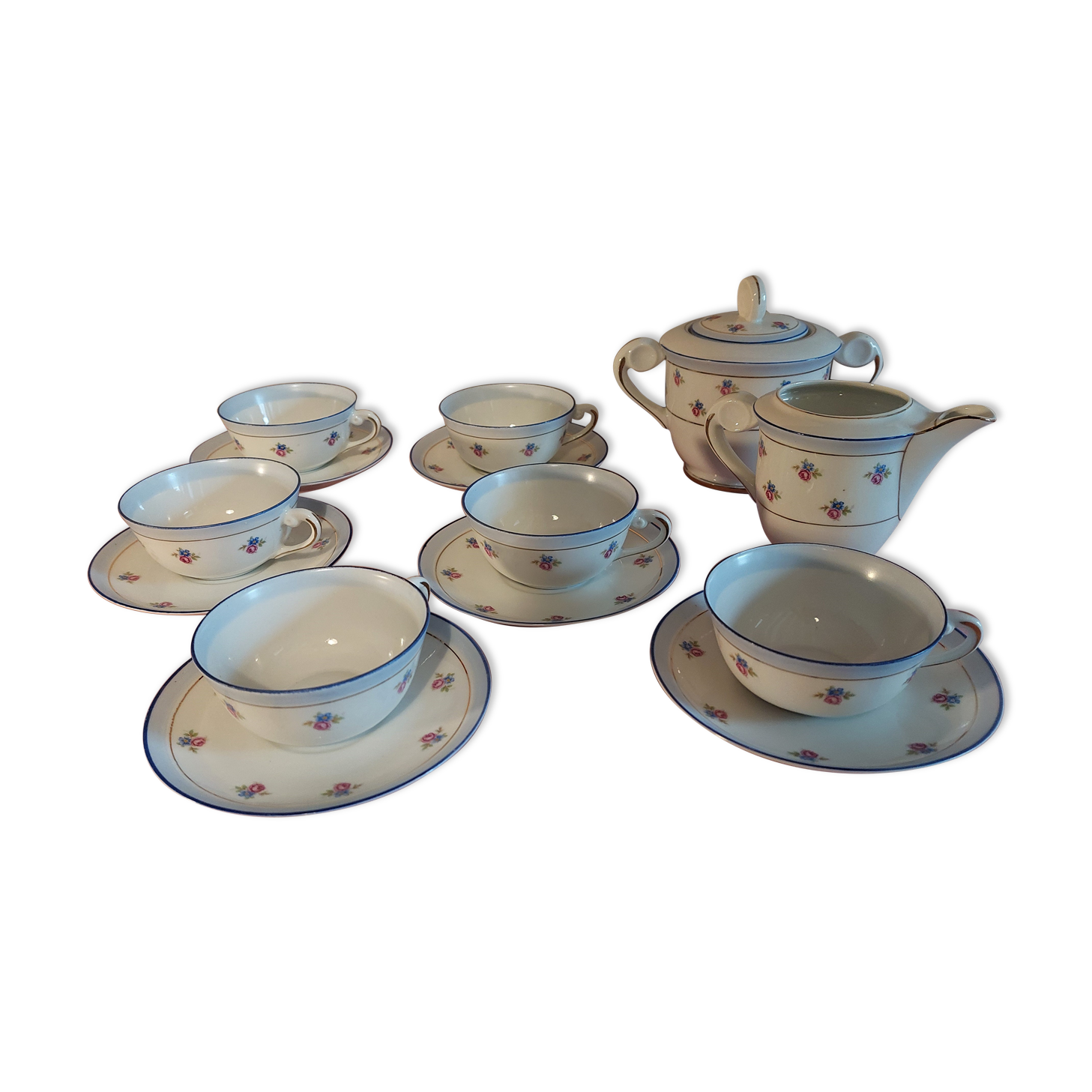Chauvigny porcelain tea set six cups