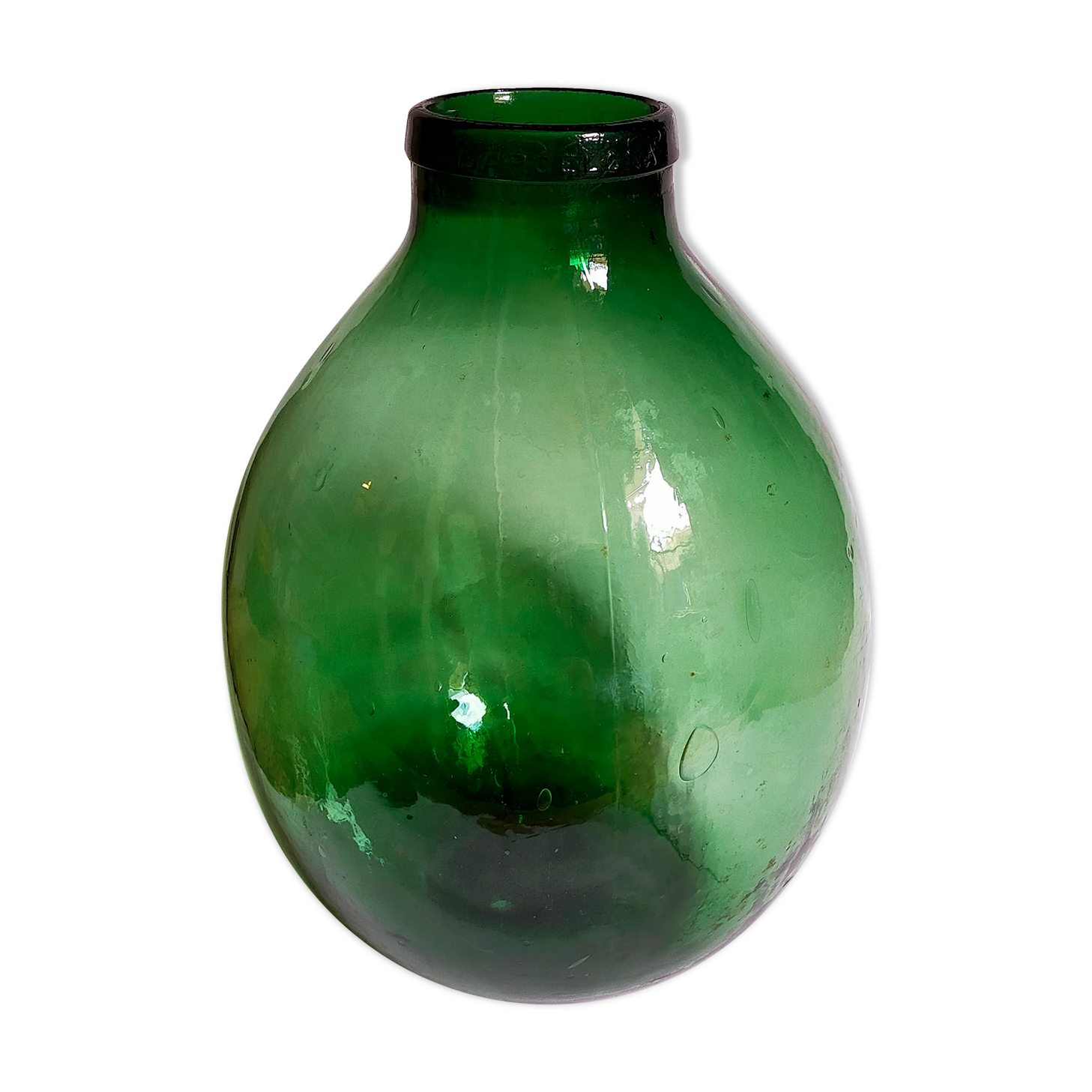 Dame-Jeanne oval canister with wide vintage collar