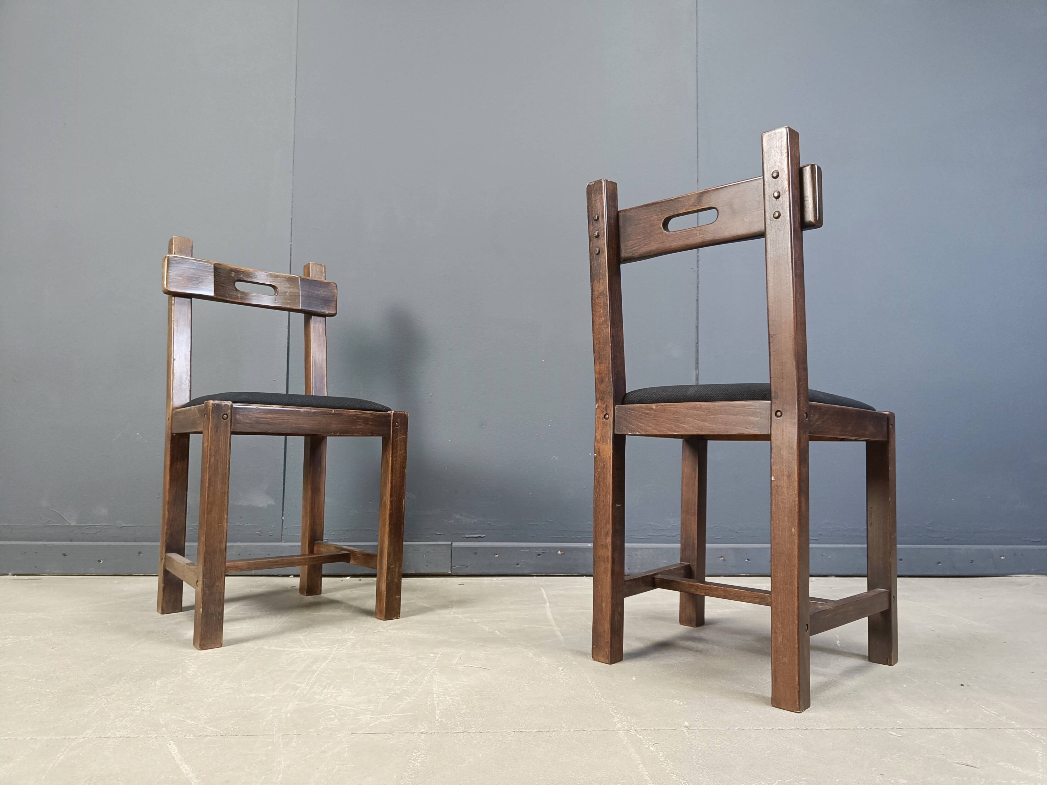 Vintage brutalist dining chairs set of 11 - 1960s