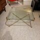 Coffee table and its 4 associated nesting tables in plexiglass and gold metal