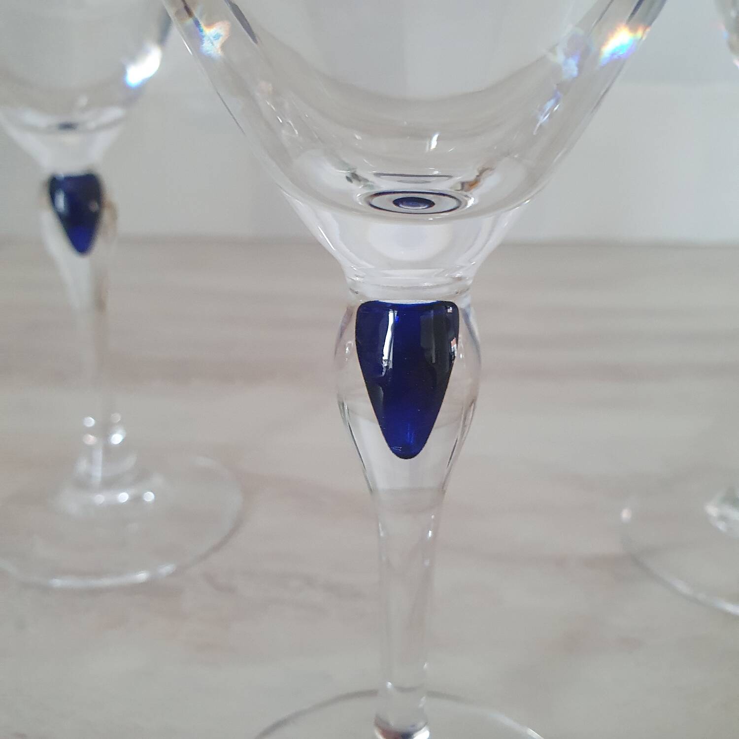 3 wine/water glasses Crystal d'Arques model Venice Sapphire blue
