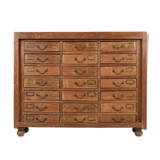 Old teak storage cabinet with 21 drawers