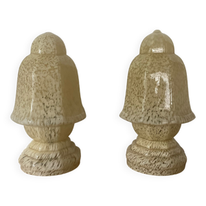 2 Lampes Art deco Globe - verre clichy