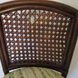 Set of 2 swivel bar stools / chairs - wood - cane - rattan - 80s