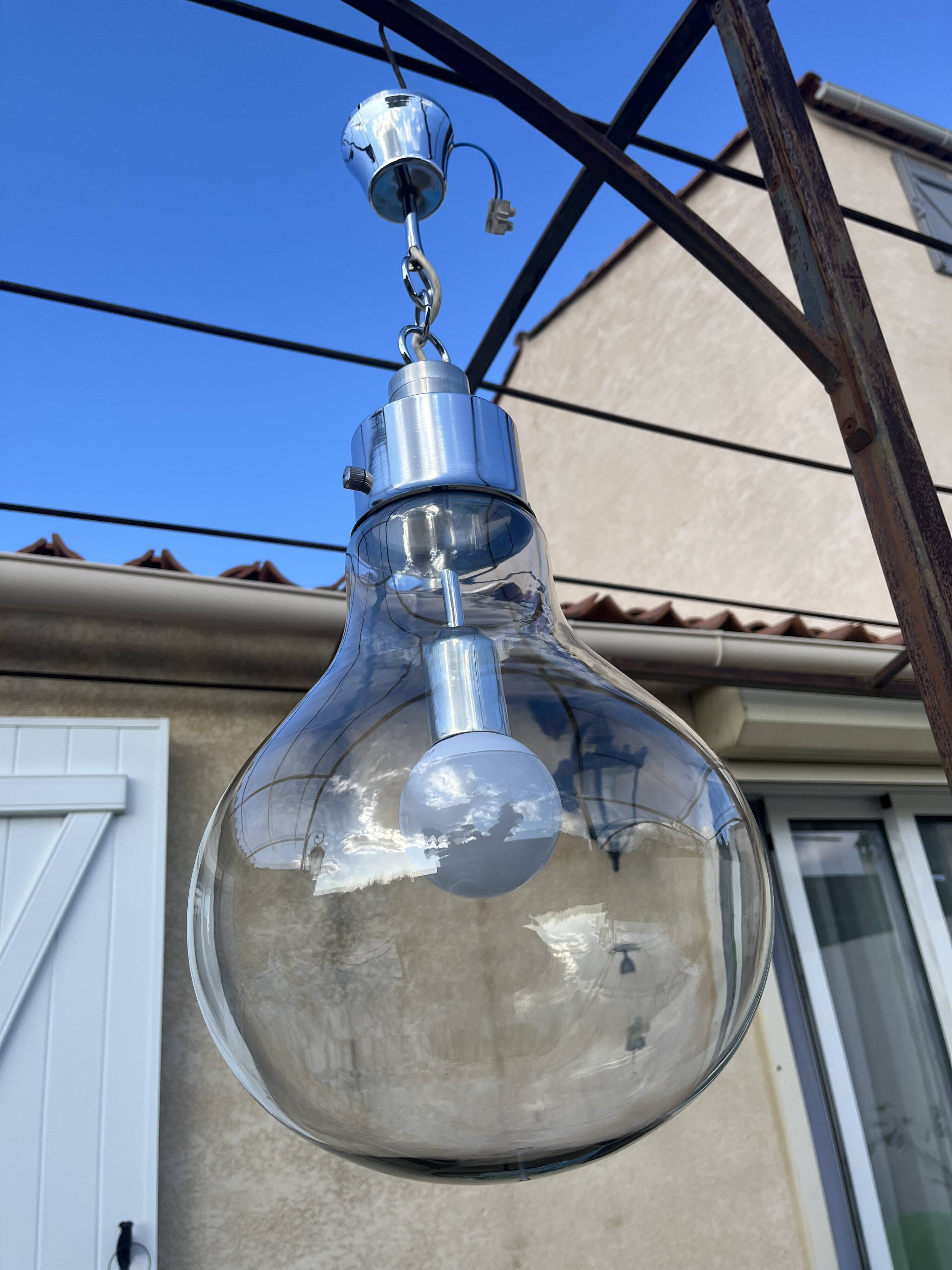 70s design smoked glass chandelier