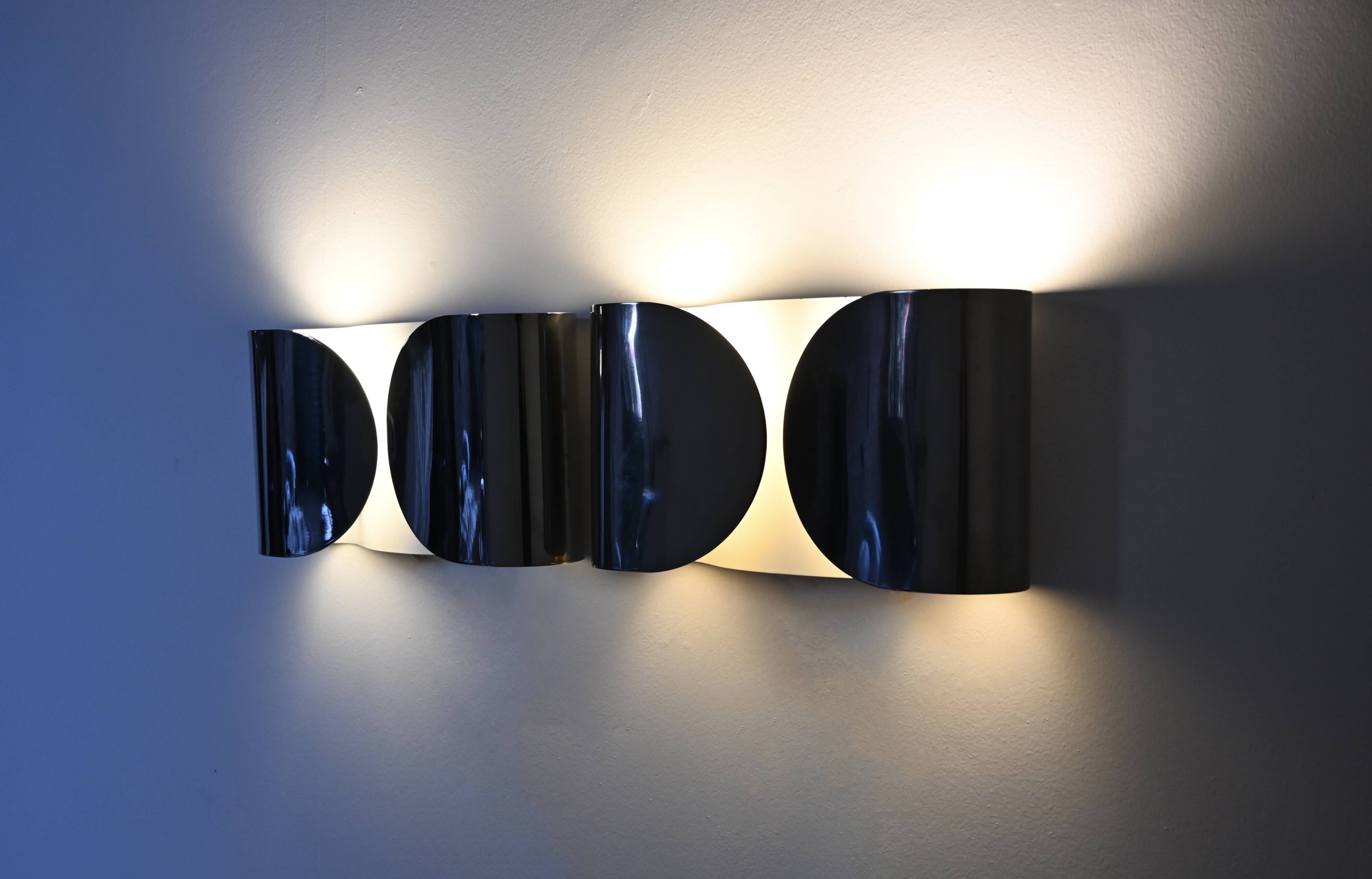 Pair of Chrome Foglio Wall Lights by Tobia & Afra Scarpa for Flos, 1960s