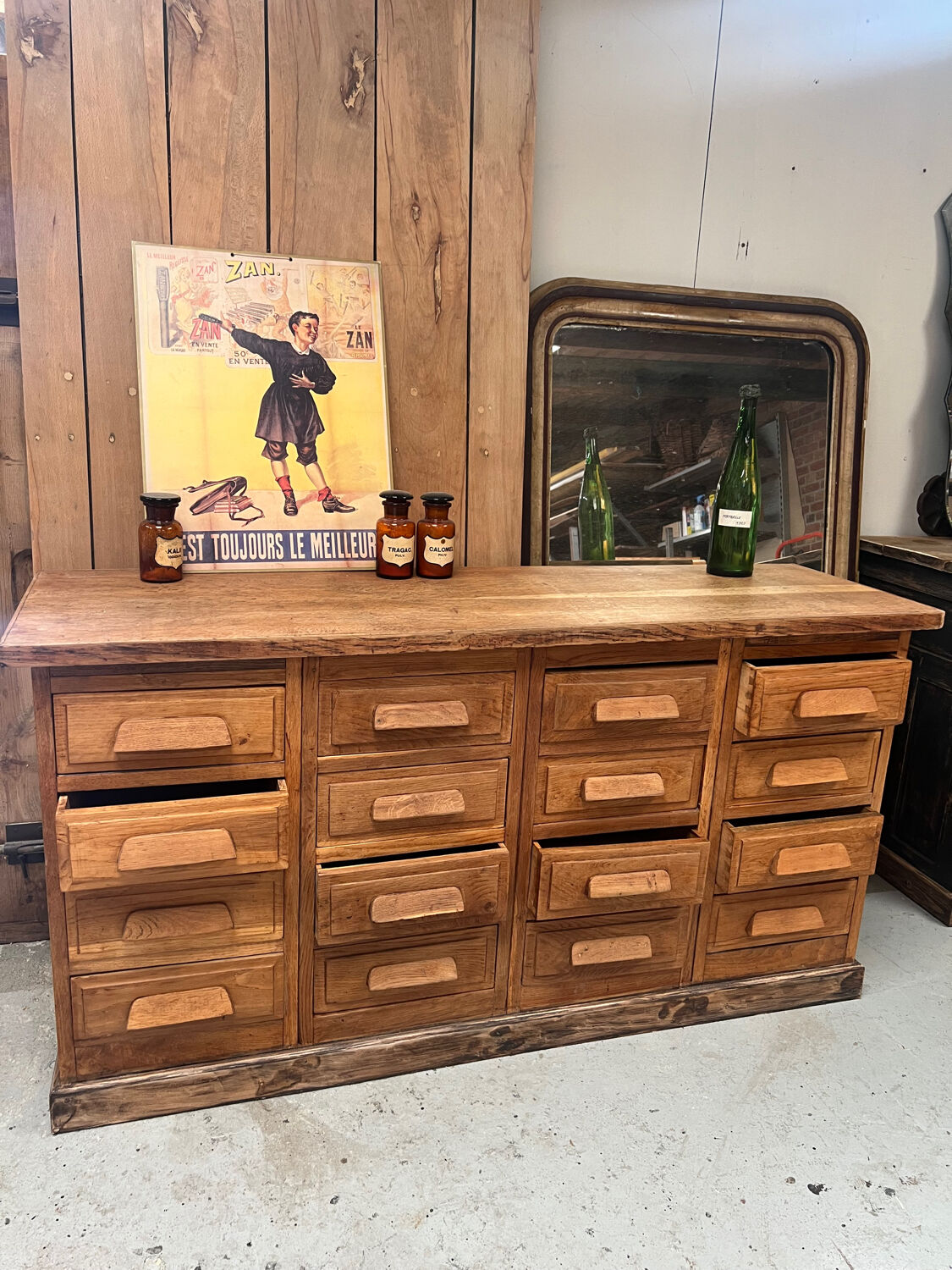 Antique haberdashery cabinet in oak