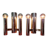Pair of chrome metal wall sconces, design G. Sciolari, 1970.
