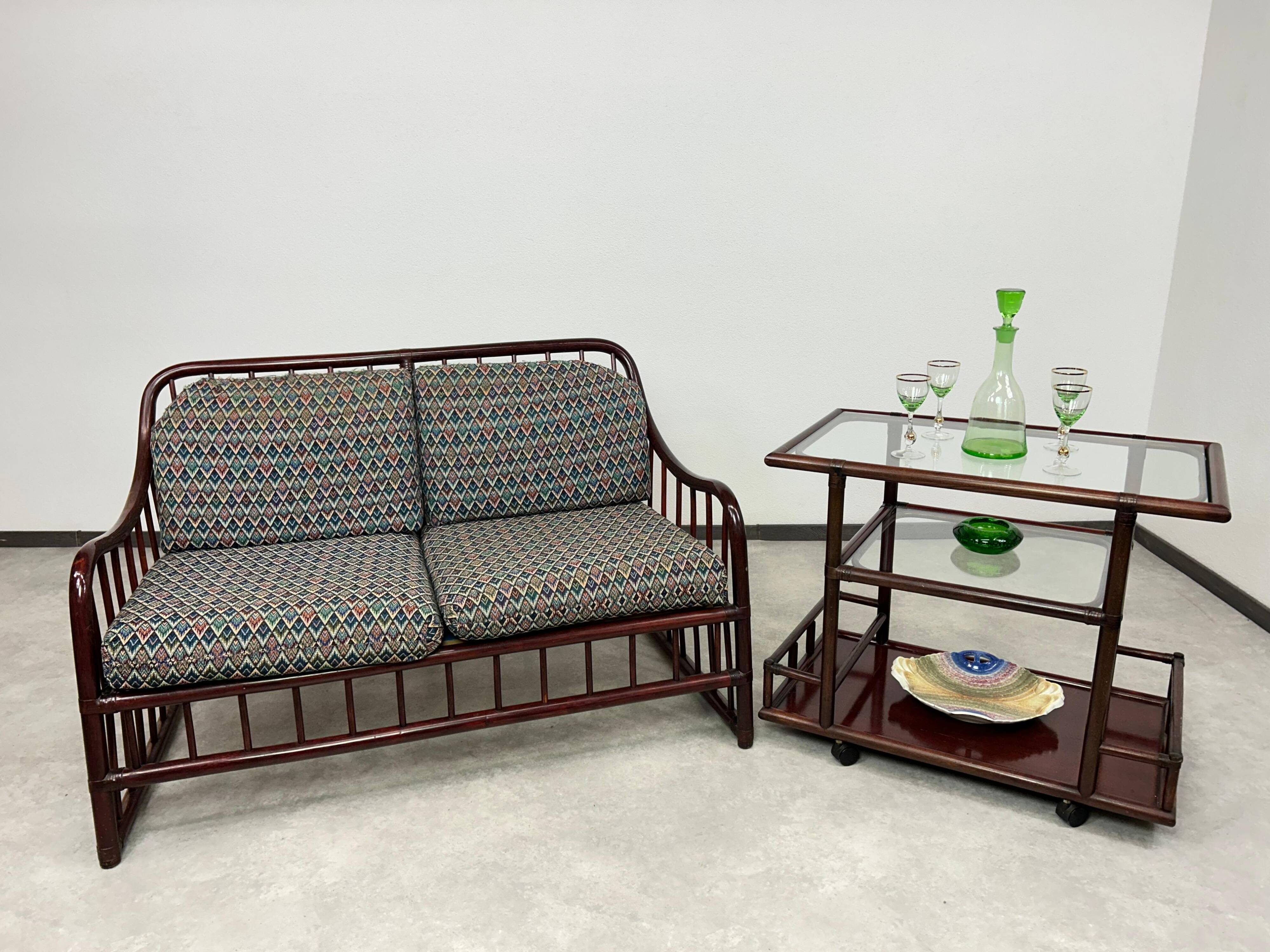Canapé en bambou de style mid-century moderne par Gervasoni