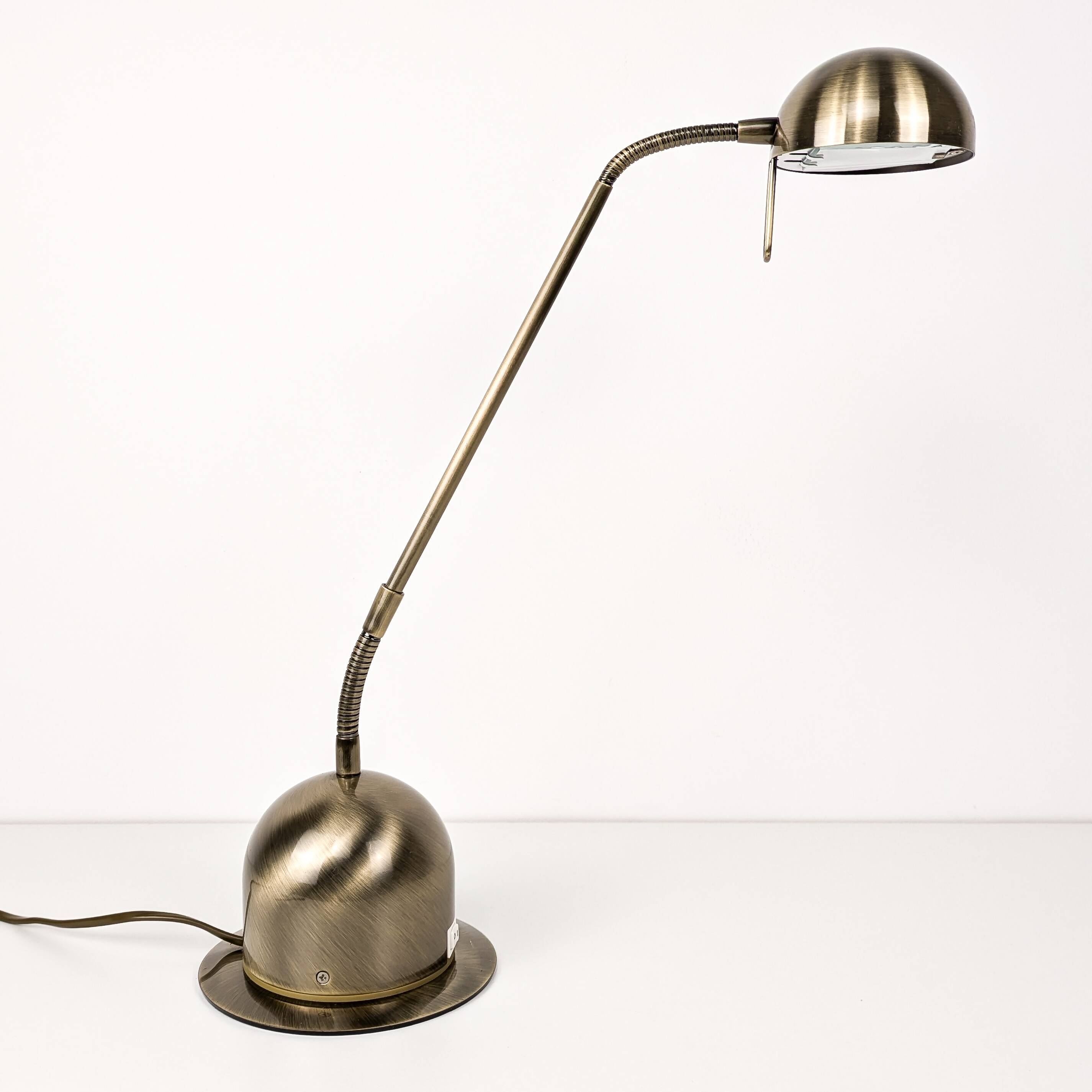 Vintage Lampe de table laiton Col de cygne Lampe de chevet Or Brossé réglable Rétro Mid Century Lamp