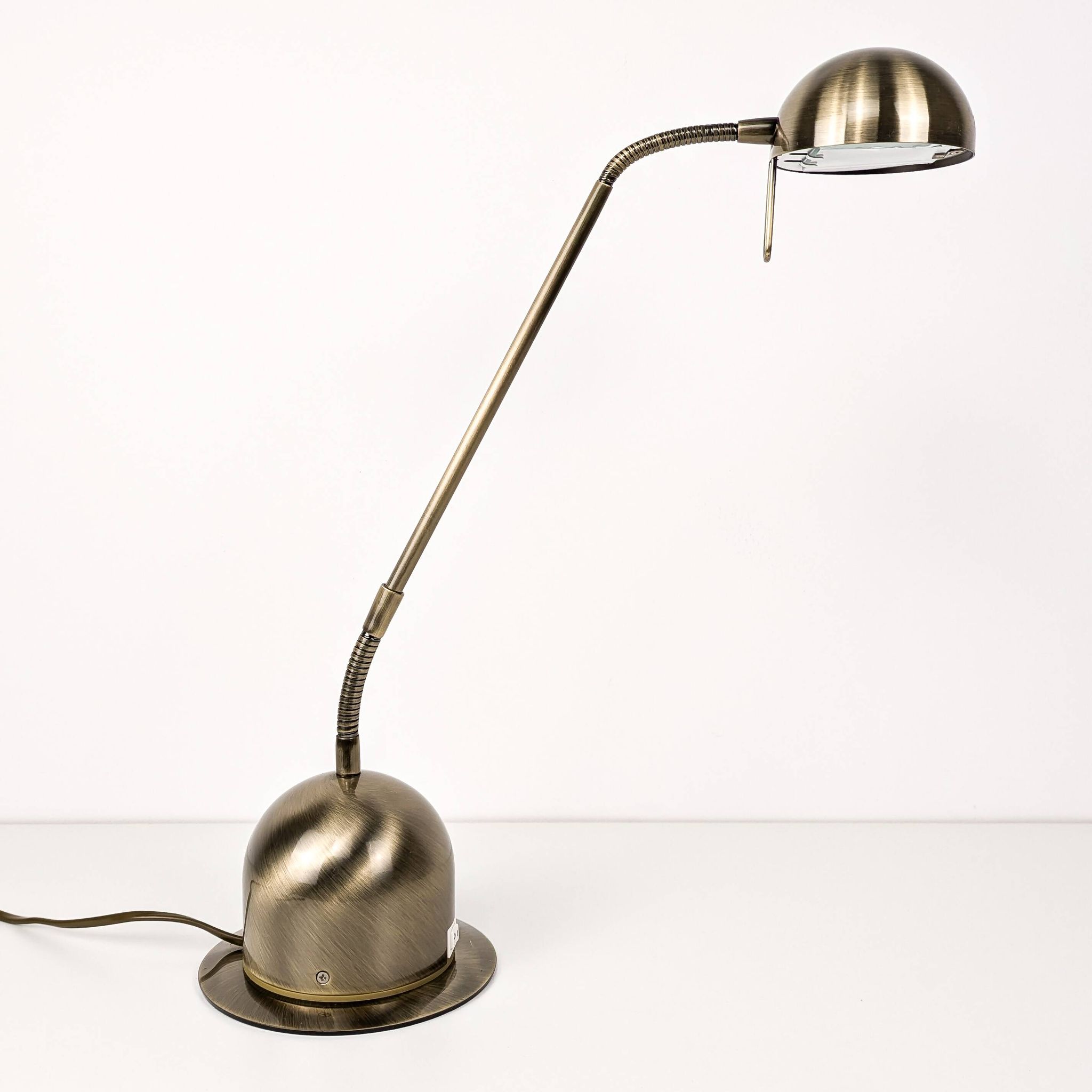 Vintage Lampe de table laiton Col de cygne Lampe de chevet Or Brossé réglable Rétro Mid Century Lamp