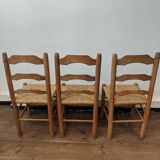Set of 3 straw chairs from the 50s