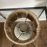 Vintage ball lamp in sandstone and rope lampshade