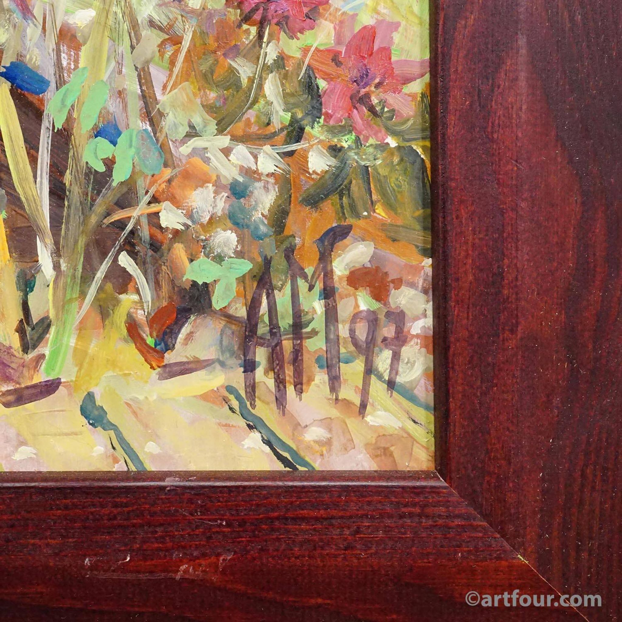 Large oil painting of a garden landscape, Alexander Michael 1997