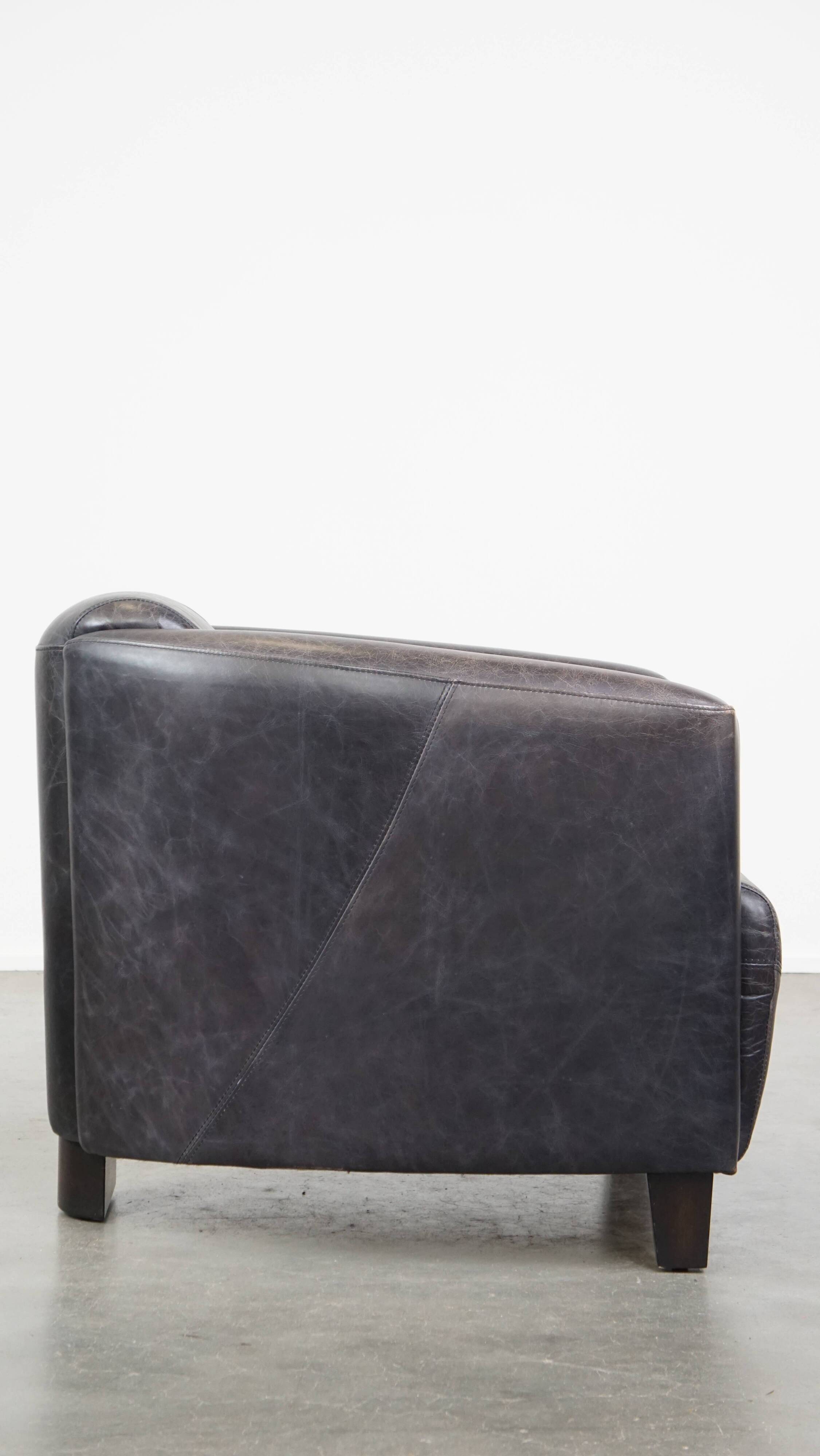 Black Cowhide Leather Aviator Armchair