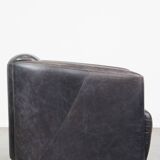 Black Cowhide Leather Aviator Armchair