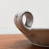 Workshop pottery candlestick from mid-century German with bird motif by Töpferei Bücking Börnsen, 1960s.