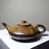Vintage Japanese-style teapot from the 70s-90s, handmade brown stoneware signed Pichon.