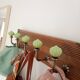 Wall-mounted coat rack in wood and sage green ceramic – 5 hooks – 50 cm