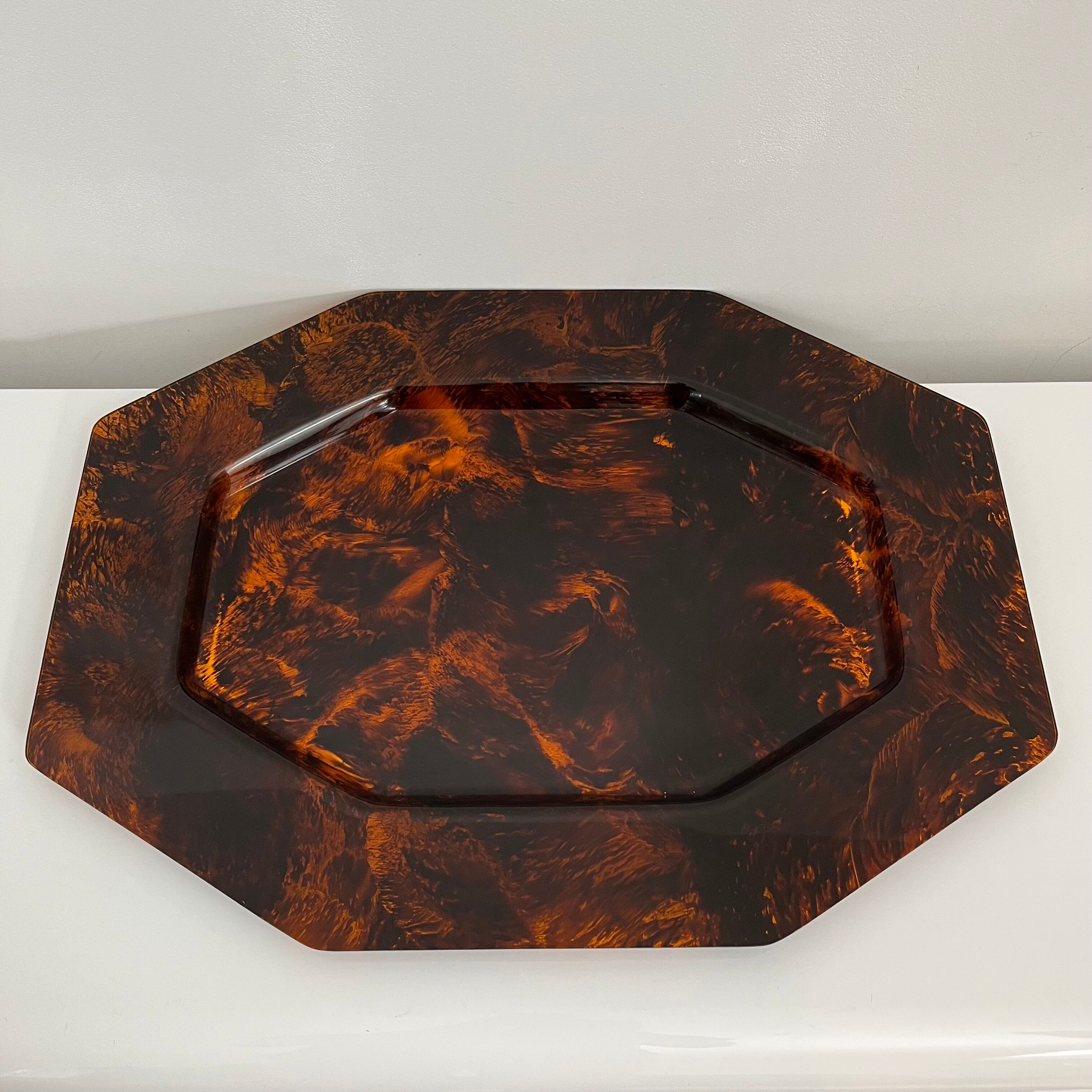 Vintage tortoiseshell hexagonal tortoiseshell serving tray