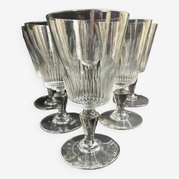 6 large blown and cut glasses from the 19th century