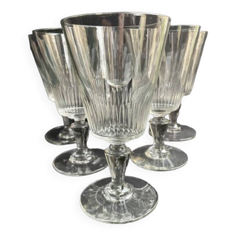 6 large blown and cut glasses from the 19th century