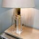 Large glamorous 1970s brass & lucite architectural table lamp