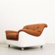 Fauteuil lounge Space Age en fibre de verre et cuir cognac, années 1970