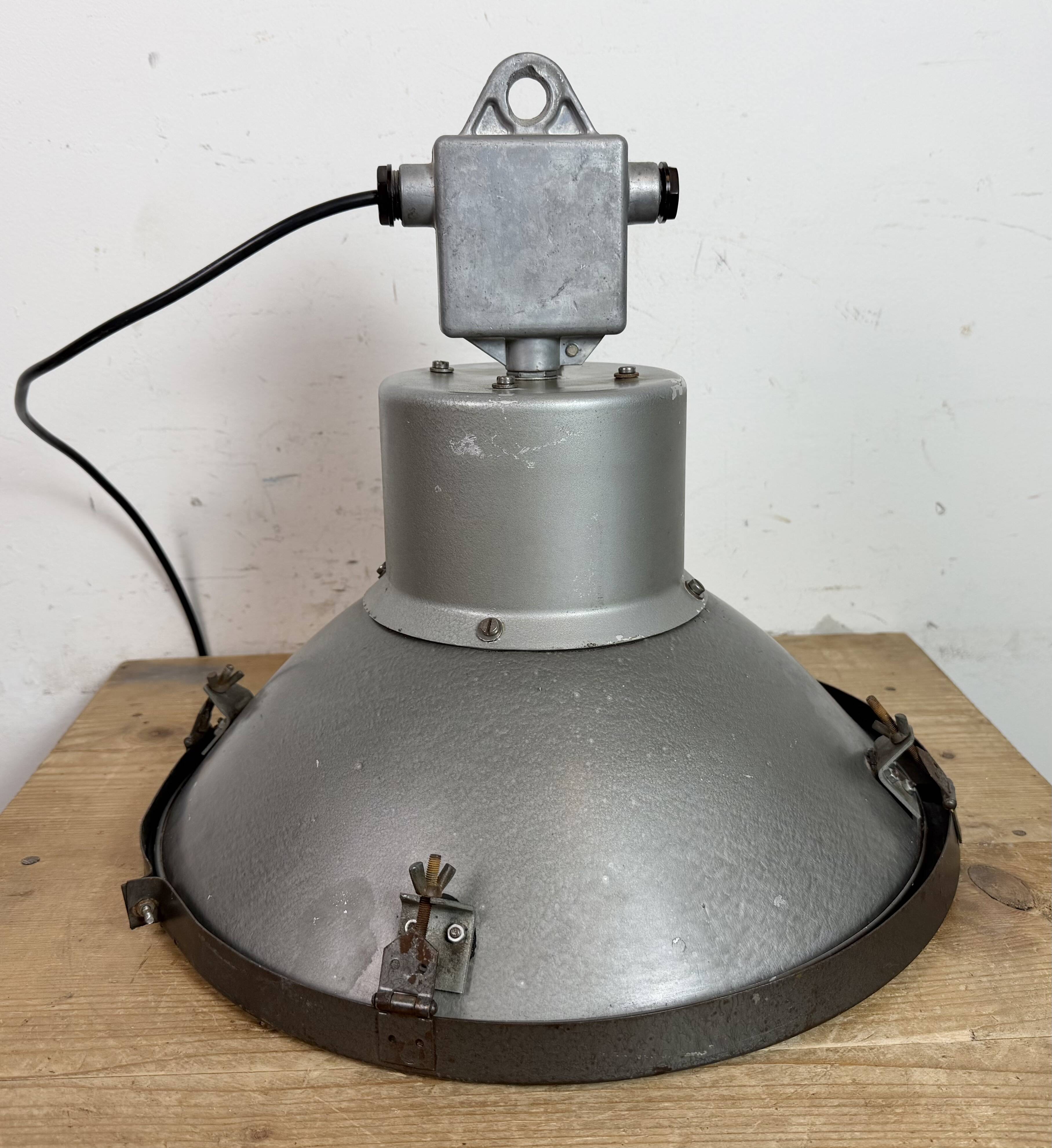 Industrial Grey Hammer Paint Pendant Lamp from Elektrosvit, 1960s