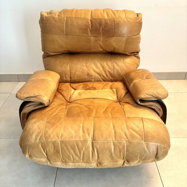 Fauteuil Marsala par Michel Ducaroy – Ligne Roset (1971) – Cuir Cognac