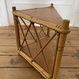 Rattan corner shelf, circa 1960