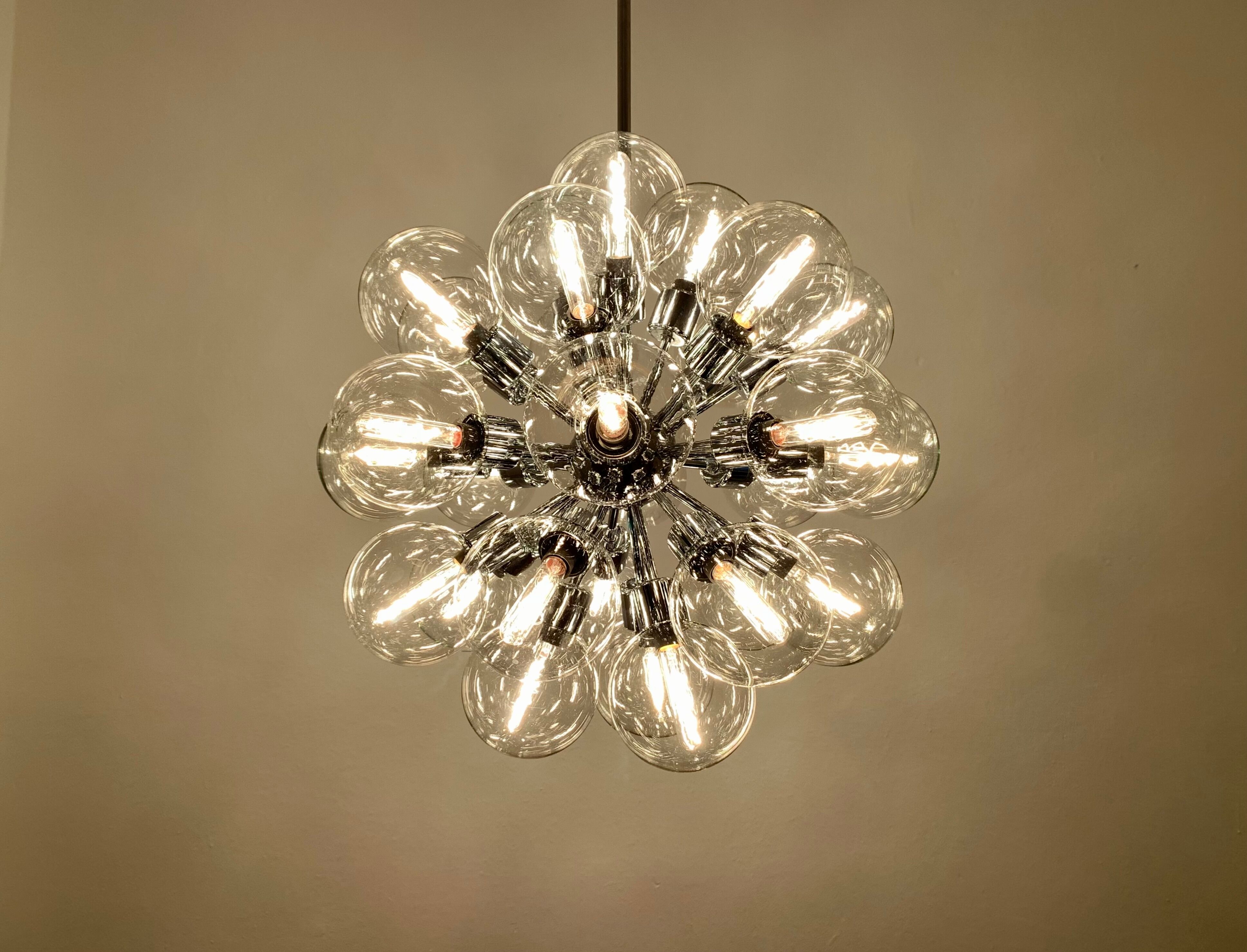 Chromed 1970s Sputnik Chandelier by Motoko Ishii for Staff