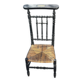 Antique Napoléon III prie-dieu in blackened wood – plaque Mlle Lu