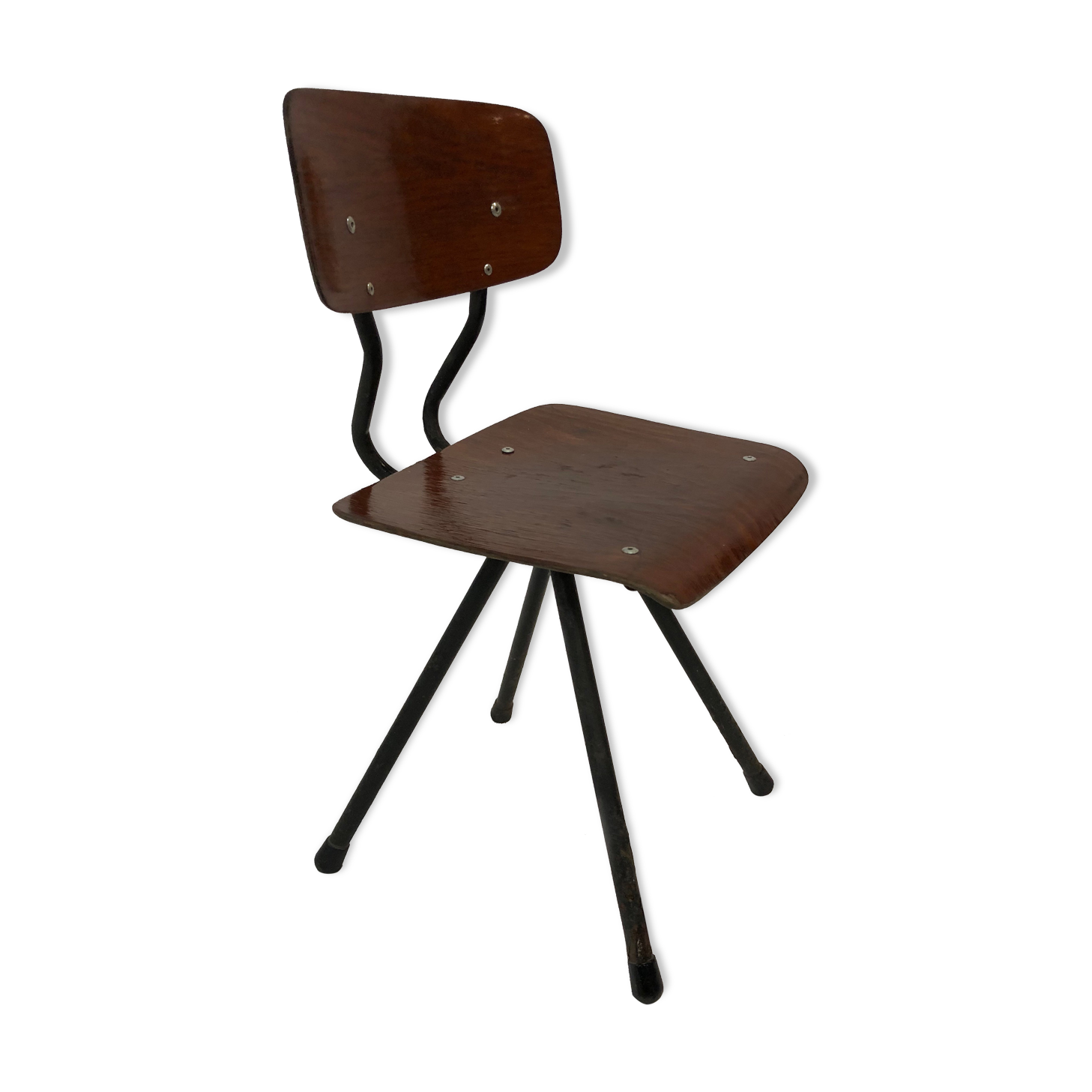 Vintage industrial children's chair, school chair, Dutch design