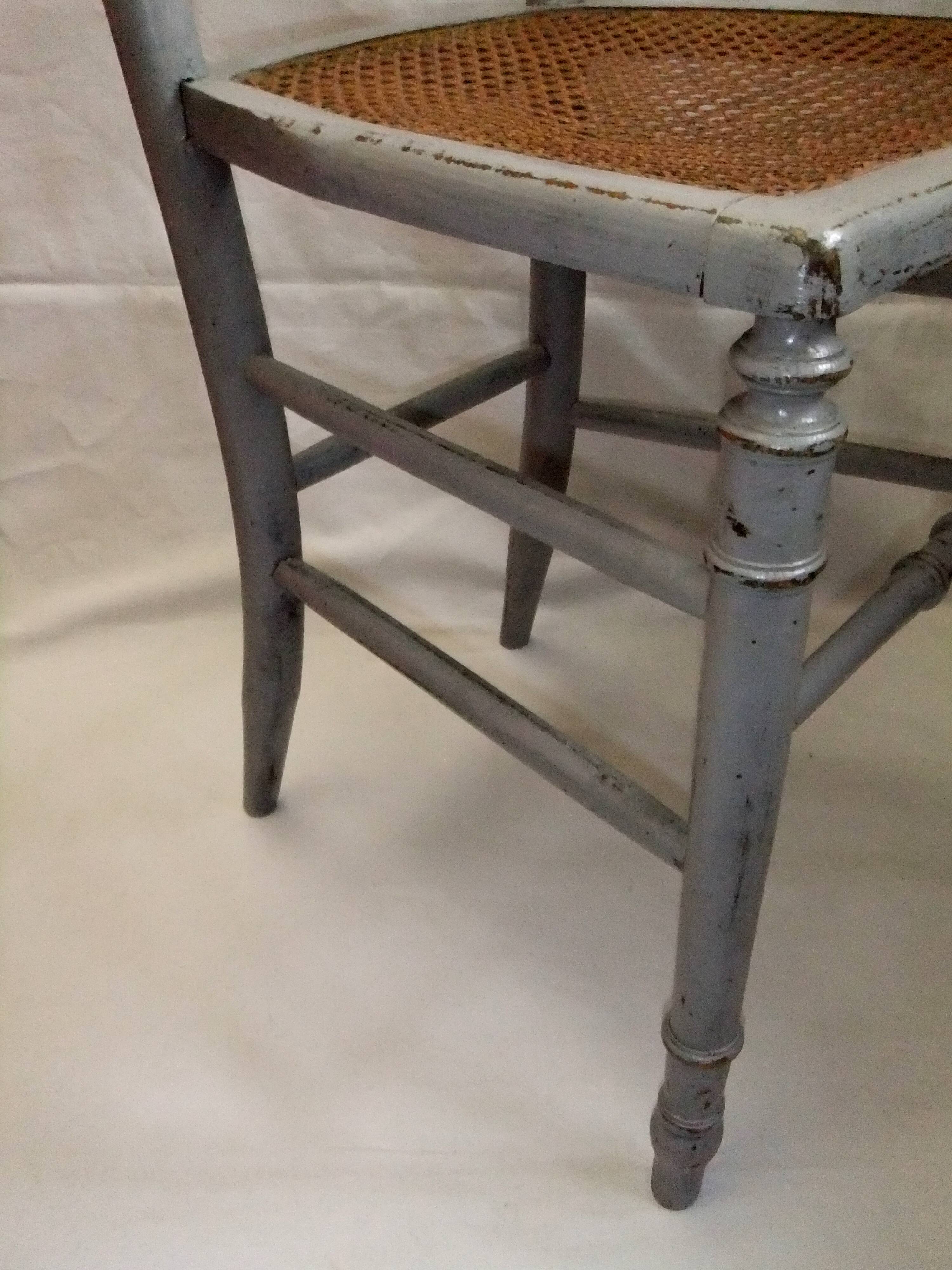 Antique Louis XVI style chair with pebble grey cane