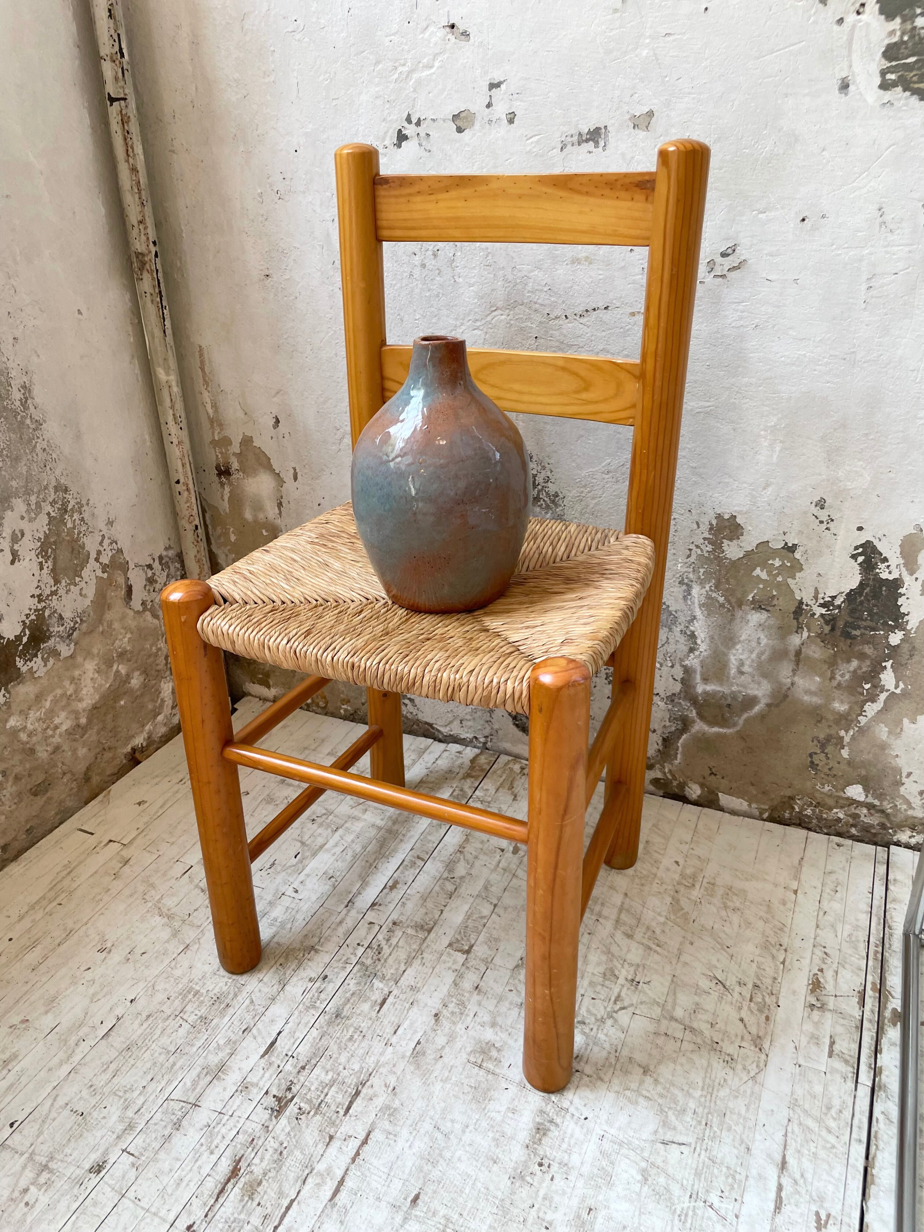 Glazed earth vase signed