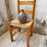 Vase terre émaillée signé