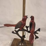 Vintage Bronze Metal Cardinal Birds On Branches Table Lamp