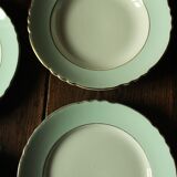 Lot 2 hollow plates and 2 green gilding plates Moulin des Loups