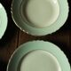 Lot 2 hollow plates and 2 green gilding plates Moulin des Loups