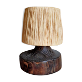 Brutalist free-form lamp in solid wood 60s