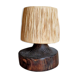 Brutalist free-form lamp in solid wood 60s