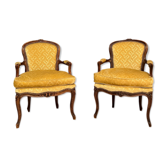 Suite of 2 armchairs louis xv style xixth century