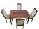 Table and four chairs set, brown wood, beige fabric, Denmark, 1970s.