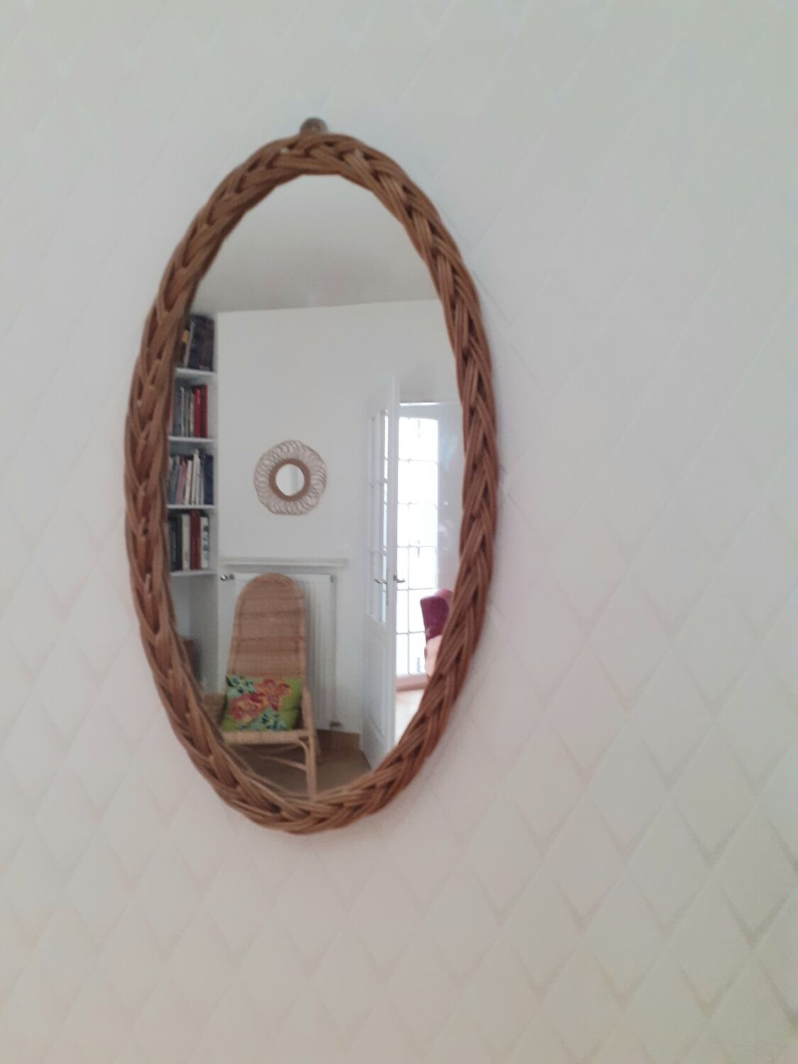 Oval wicker mirror 38 cm